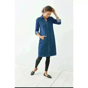 J. Jill Denim Button-Up Shirt Dress Size Small Petite
